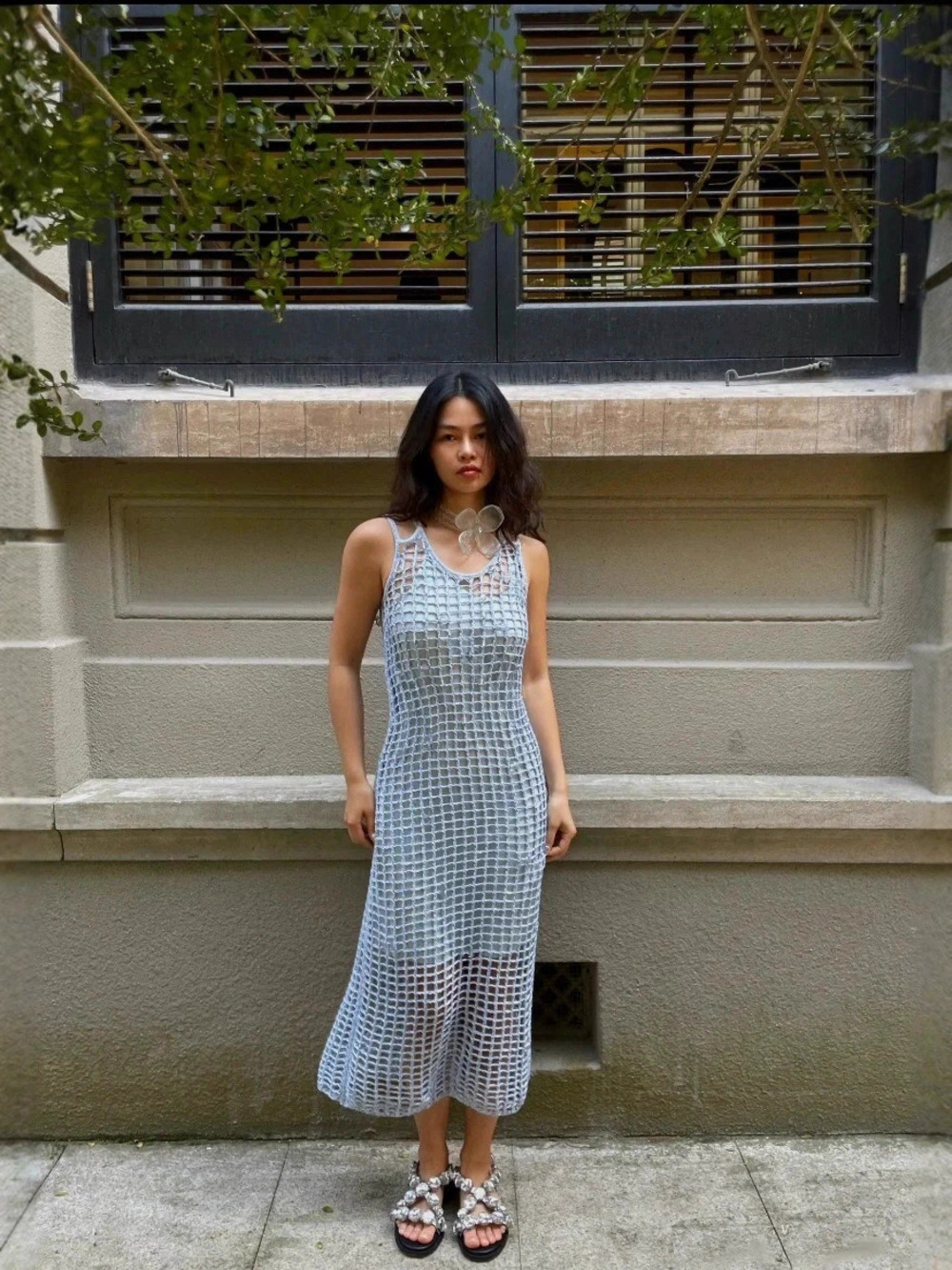 Zara Beach Cover Up Knit Halter Bodycon Maxi Dress Waist Vacation